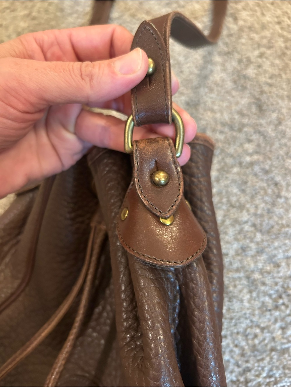 Vintage 1980’s Dooney & Bourke Brown Pebbled Leather Drawstring Bucket Crossbody - Picture 9 of 9